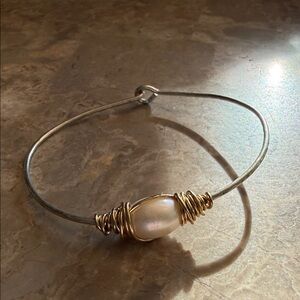 Earth Grace serenity pearl bracelet with 14karat gold filled wrap and silver